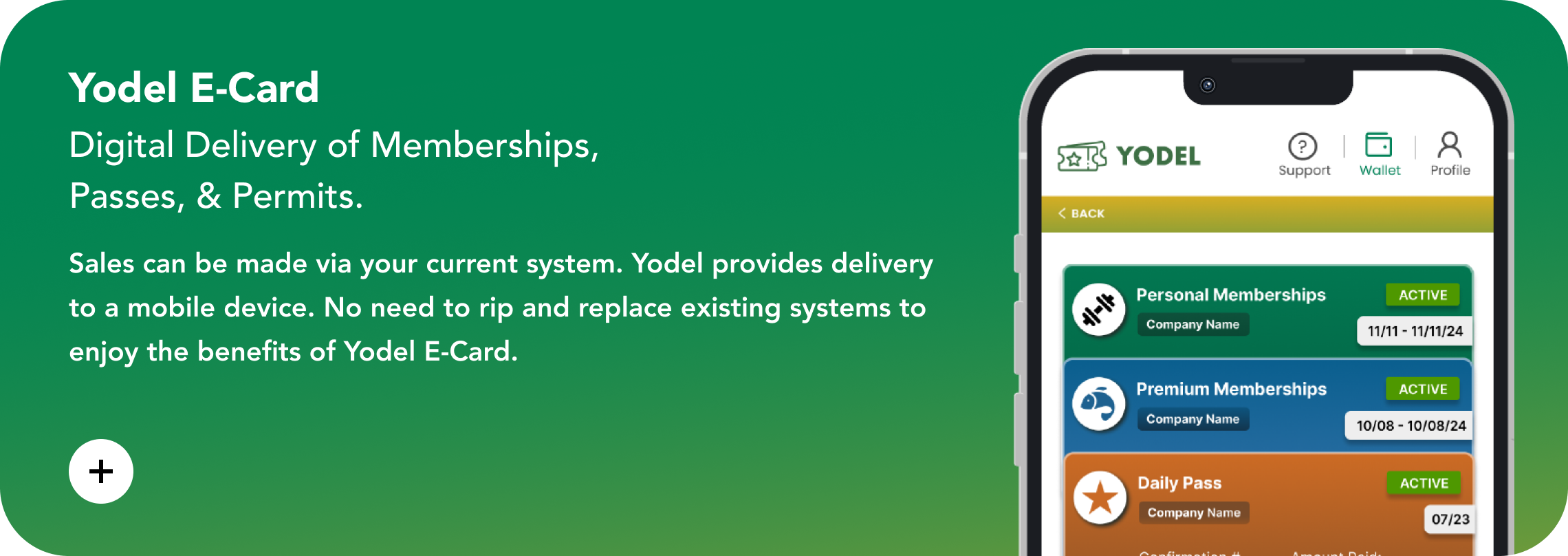 Yodel E-Card: Digital delivery of memberships, passes & permits.