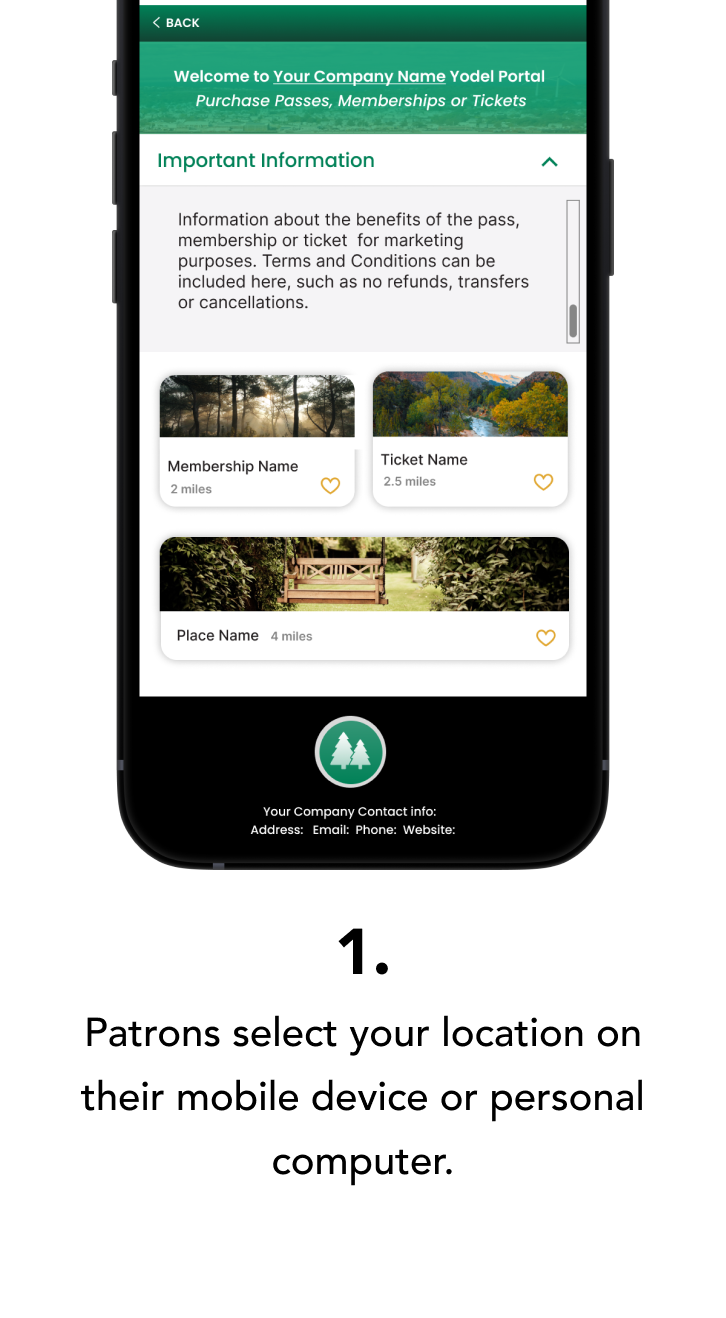 1. Patrons select your location on their mobile device or personal computer.