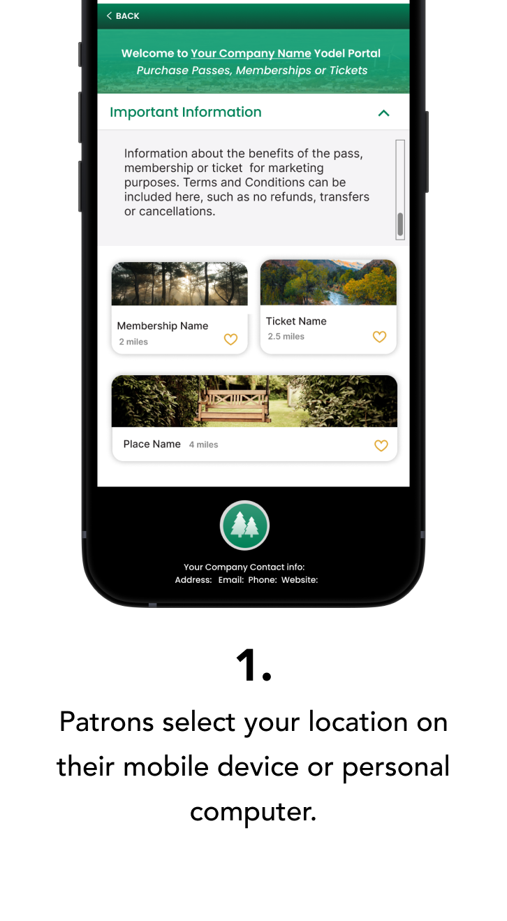 1. Patrons select your location on their mobile device or personal computer.