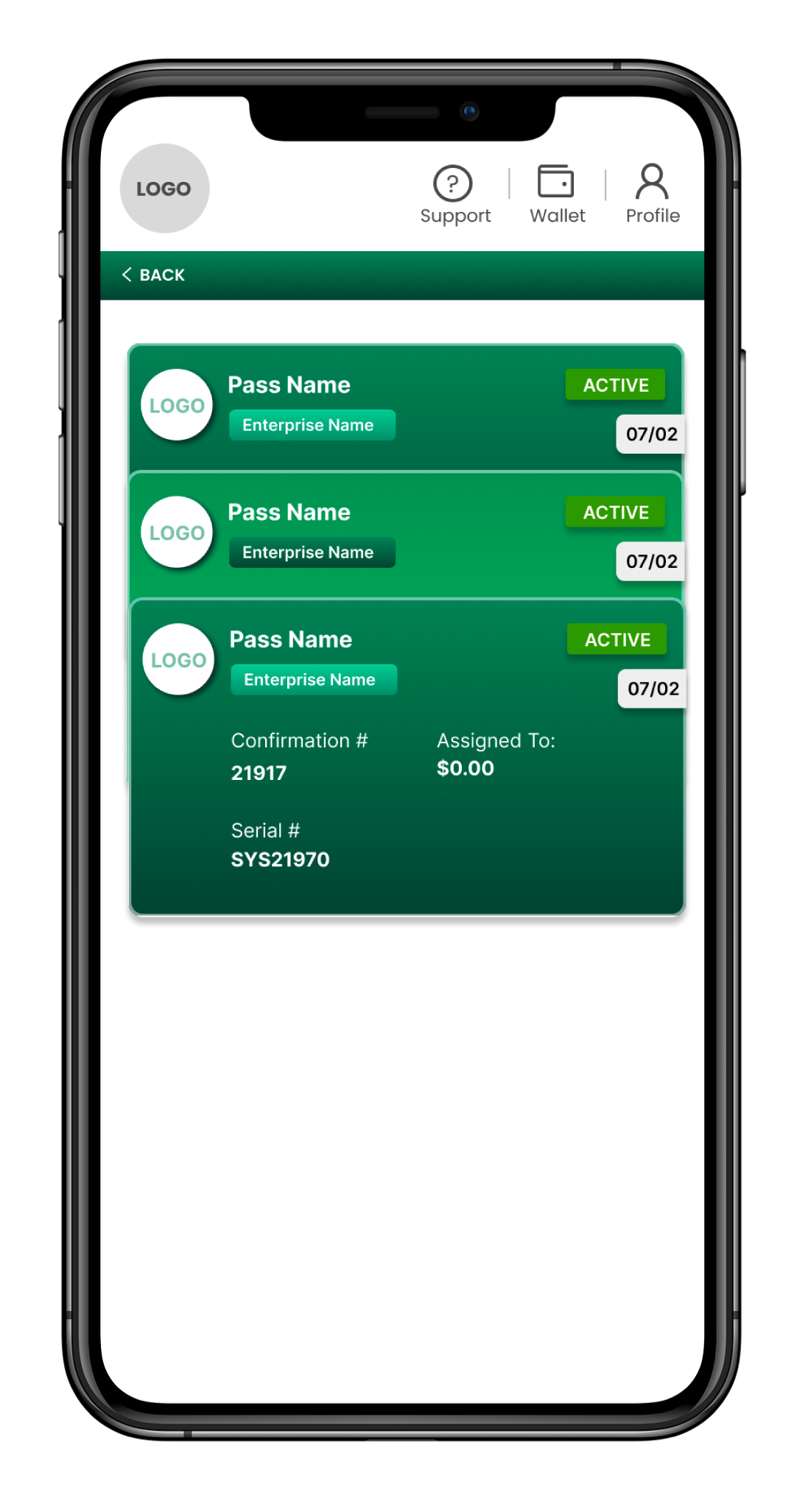 Passes in Yodel Wallet Passes in Yodel Wallet