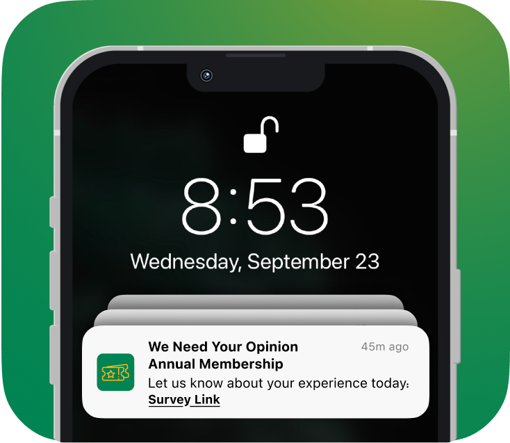 Notification asking customers' opinion. Notification asking customers' opinion.